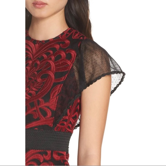 Foxiedox Red and Black Embroidered Dress Sz 2 New! - Picture 2 of 16